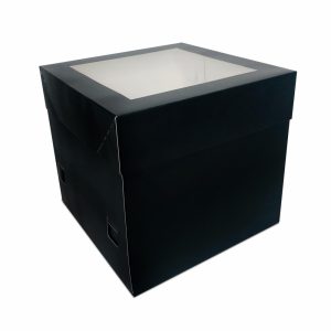 Black Extra Deep Cake Box with Window Lid 12 inch.a