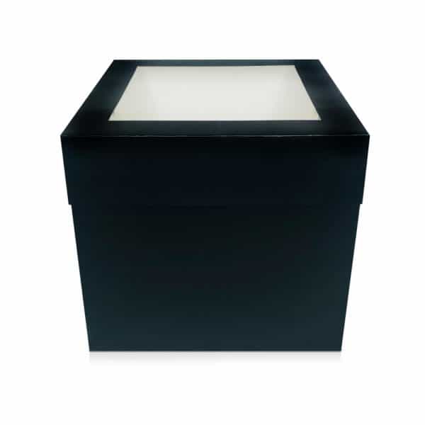 Black Extra Deep Cake Box with Window Lid 12 inch.c